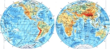 Урок ": Карта півкуль. Материки і океани на карті світу.  Океани.Розв'язування задач на визначення часу за швидкістю і відстанню"